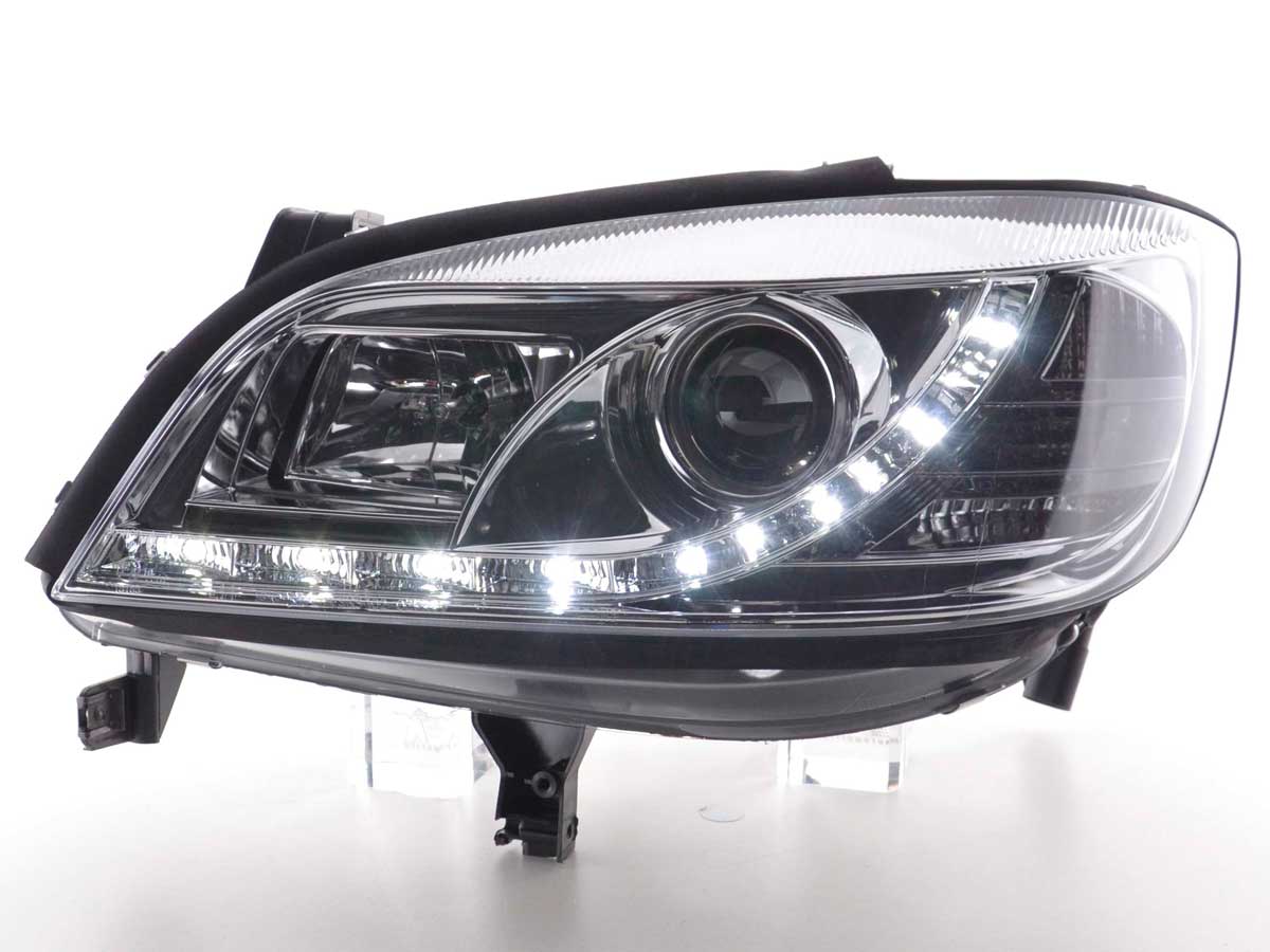 Scheinwerfer Set Daylight LED Tagfahrlicht Peugeot 206 Typ S16 98- chrom Scheinwerfer Set Daylight LED Tagfahrlicht Peugeot 206 Typ S16 98- chrom